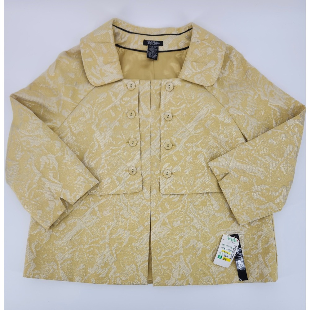 Bob Mackie Studio Vintage Gold & Silver Brocade Jacket SZ 12 NWT Floral Boxy